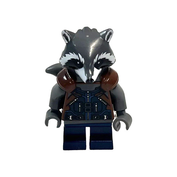 LEGO Rocket Raccoon Dark Blue Reddish Brown Outfit Dark Bluish Gray Head sh0384 - Picture 1 of 4